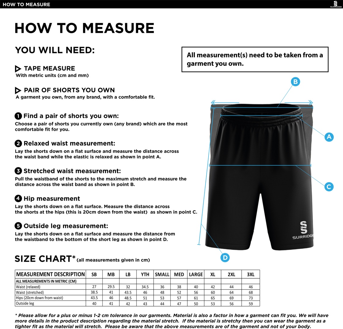 Penrith CC - Blade Shorts - Size Guide